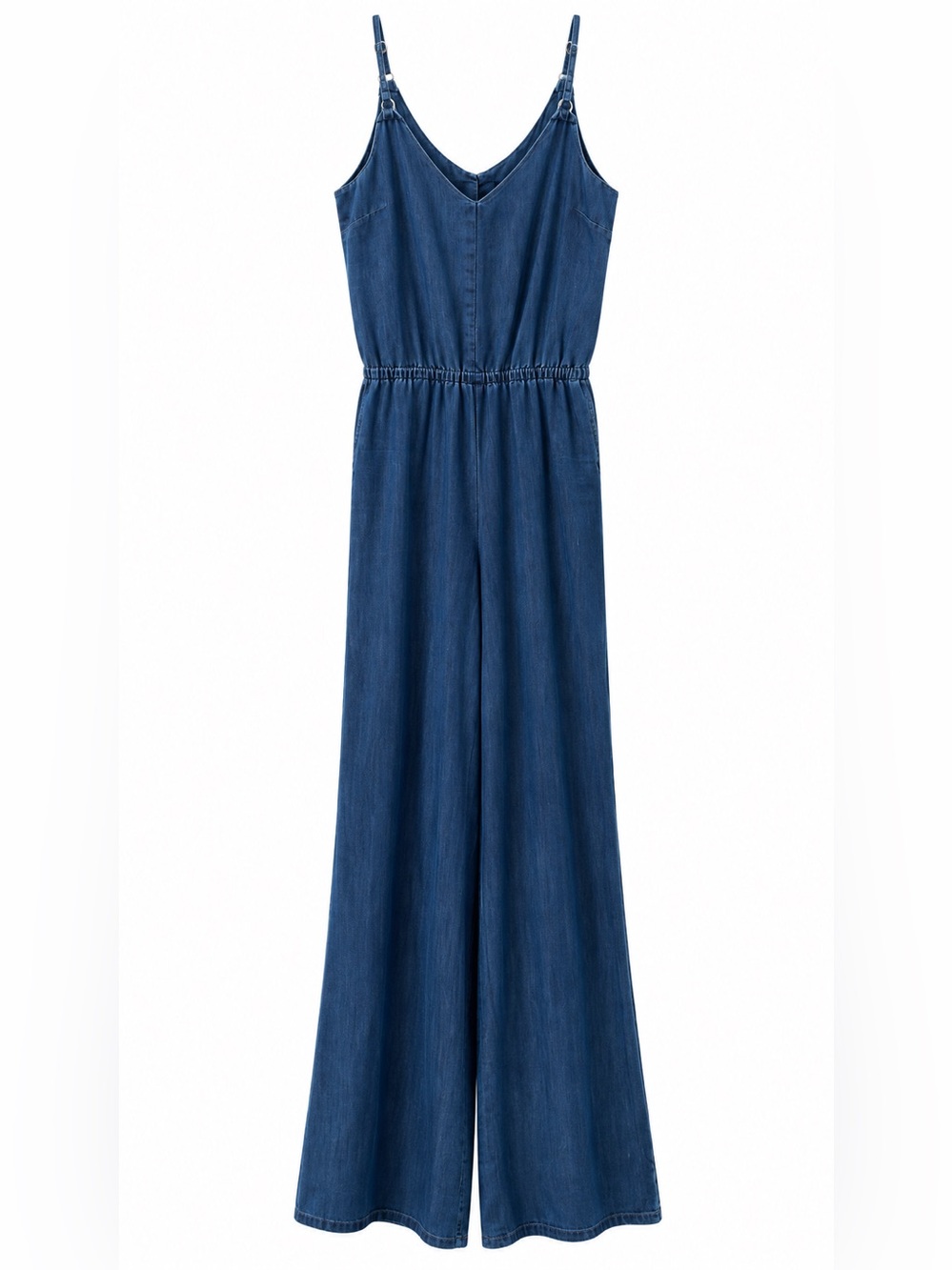 Spoon Jeans Denim Jumpsuit M Wide Leg Adjustable Strap Blue